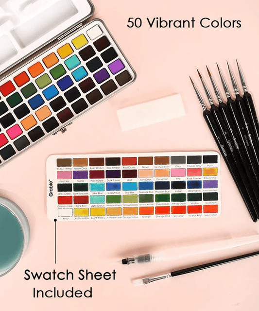 🎨 50% RABATT! ✨ Premium Akvarellset med 50 Färger & Pensel – Levande Pigment, Blandbar & Perfekt för Alla Nivåer 🖌️