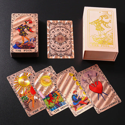 🔮 60% RABATT NU! ✨ Lyxig Gyllene Tarotkortlek – Inklusive Guidebok, Svart Sammetspåse & Spådomskort 🎴📖