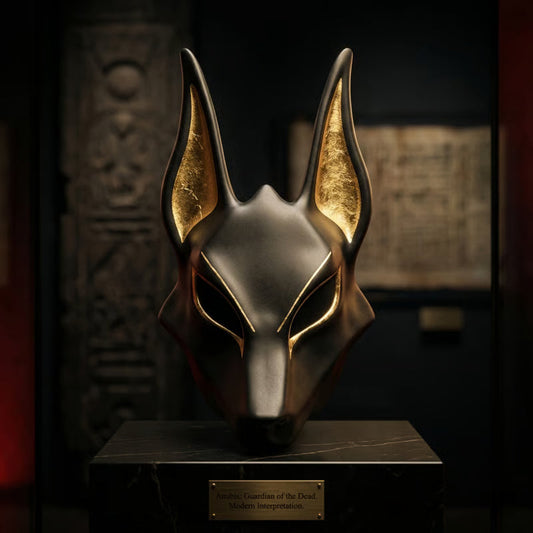 🎭 50% RABATT! ✨ Egyptisk Anubis-mask – Handmålad Schakalmask i Konstgjord Bladguld, Perfekt För Cosplay & Lyxig Väggdekoration 🏺
