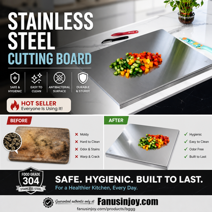 🔥50 % Rabatt🔥Must‑Have Cooking Tool！🥩🥦Safer, Cleaner & More Convenient!💥304 Stainless Steel Cutting Board
