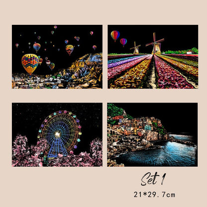 🎨 50% RABATT NU! ✨ 4-delars Skrapmålningsset - Komplett med Spatlar, Penslar & Strukturverktyg för Konstnärlig Texturering 🖌️✨