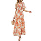 👗 50% RABATT NU! 🌸 Women's Casual Floral Print Maxi Dress – Flutter Ärmar, Smockad Hög Midja & Flödande Lagerkjol För En Romantisk Look ✨
