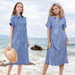 👗 50% RABATT! 💗 Randig Lång V-ringad Skjortklänning för Kvinnor – Sommarrea – Luftig & Bekväm, Klassisk Look & Perfekt för Varma Dagar ☀️