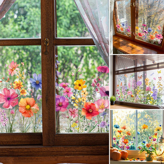 🌺 KAUFE 2, ERHALTE 1 GRATIS! ☀️ Färgglada Blombukett Fönsterdekal – UV-beständig, Selbstklebend & Rückstandsfrei entfernbar 💐
