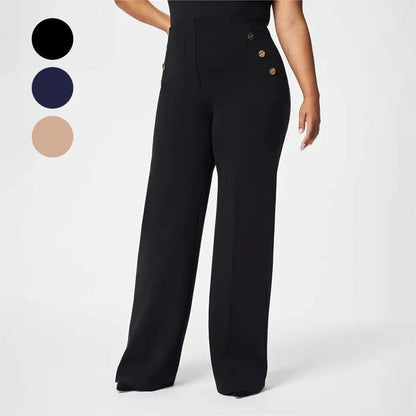 🔥 50% RABATT! 💫 PLUS SIZE BYXOR DAM - Hög Midja & Vida Ben, Mjuk Stretch för Optimal Komfort, Perfekt för Jobb och Fritid 🌿