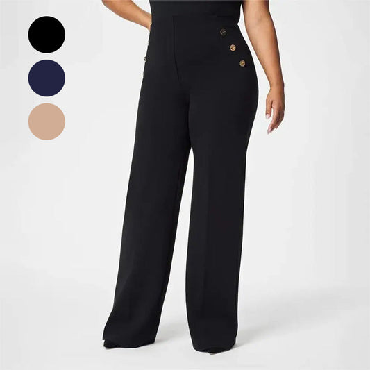 🔥 50% RABATT! 💫 PLUS SIZE BYXOR DAM - Hög Midja & Vida Ben, Mjuk Stretch för Optimal Komfort, Perfekt för Jobb och Fritid 🌿