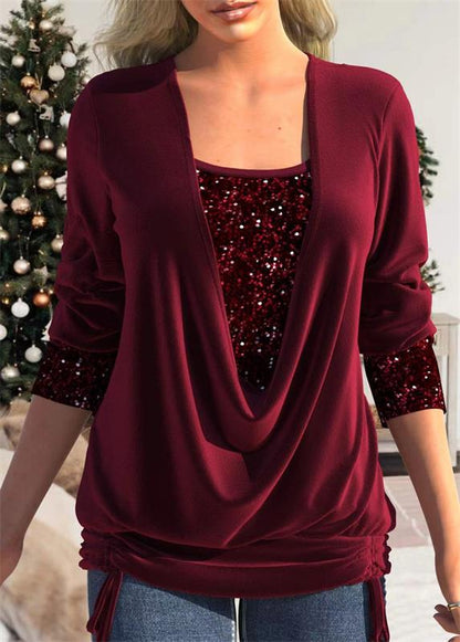 👚 45% RABATT! ✨ Smockad Falsk Two-Piece Topp – Stilfull, Mångsidig & Bekväm med Elegant Kvinnlig Charm 🎀📦
