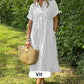 👗 50% RABATT! 💗 Randig Lång V-ringad Skjortklänning för Kvinnor – Sommarrea – Luftig & Bekväm, Klassisk Look & Perfekt för Varma Dagar ☀️