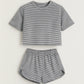 👚 60% RABATT! 🌙 2-delad Shorts & Topp Set – Dampyjamas med Randmönster, Mjukt Tyg & Perfekt För Sov & Avkoppling 🛌