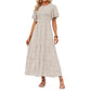 👗 54% RABATT! 🌸 Avslappnad Maxiklänning för Damer med Blommönster – Korta Flänsar i Sammet, Smock & Hög Midja För En Elegant Silhuett ☀️