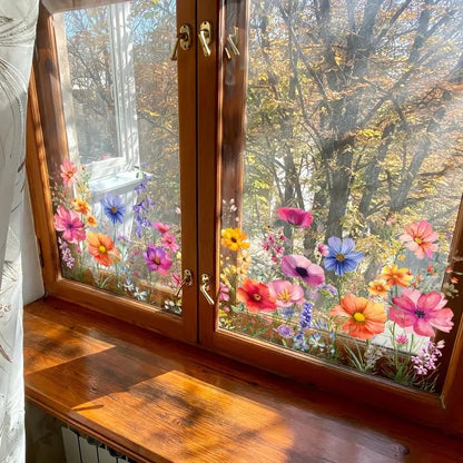 🌺 KAUFE 2, ERHALTE 1 GRATIS! ☀️ Färgglada Blombukett Fönsterdekal – UV-beständig, Selbstklebend & Rückstandsfrei entfernbar 💐