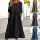 👗 60% RABATT! 🌿 Bomullsklänning med Rund Halsringning – Lätt, Bekväm & Perfekt för Alla Tillfällen ✨