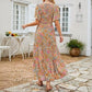 👗 54% RABATT! 🌸 Avslappnad Maxiklänning för Damer med Blommönster – Korta Flänsar i Sammet, Smock & Hög Midja För En Elegant Silhuett ☀️