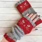 ⚡ Julrea 50% Rabatt! 🎉 Varma & Mysiga Stickade Fingerlösa Handskar – Sött Kattmönster för Kvinnor 🧤🐱📦