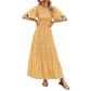 👗 50% RABATT NU! 🌸 Women's Casual Floral Print Maxi Dress – Flutter Ärmar, Smockad Hög Midja & Flödande Lagerkjol För En Romantisk Look ✨