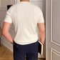 👕 50% RABATT! 🧶 Herr Stickad Tröja med Rund Hals, Korta Ärmar & Tvinnat Mönster – Klassisk Design, Mjuk Textur & Perfekt För Vardagsbruk 🏠