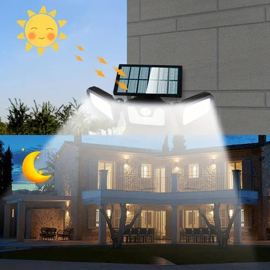 💡 60% RABATT! ☀️ Solarvägglampa 3-Huvuden – Sensorljus, Väderbeständig & Energisnål 🔋