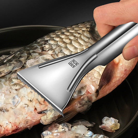 🐟 HOT SALE - KÖP 1 FÅ 2! ✨ Skarp Fiskskalare i Rostfritt Stål - Ergonomiskt Grepp för Effektiv Fjällning i Köket 🔪🧤