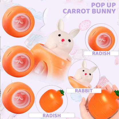 🐰 50% RABATT! 🎉 Pop-Up Morotskanin – Roligt Interaktivt Leksak, Mjuk & Gullig för Barn och Samlare 🥕