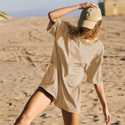 👕 50% RABATT! 🔥 Oversized T-shirt med V-formad Rygg – Ledig Passform, Mjukt Tyg & Perfekt För En Trendig Vardagslook 🌸