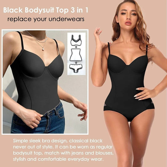 👙 50% RABATT! 💃 Shapewear-Bodysuit med Behå – Rynkad, Smalande & Justerbar Midja – Smid Passform & Komfort ✨