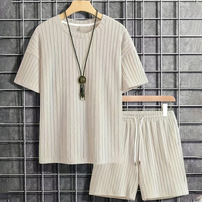 👕 50% RABATT! 🔥 Herr sommar 2-delat set – T-shirt med droppe axlar & shorts med dragsko – Ledig, sval & perfekt för varma dagar, stranden eller hemmafix – bekväm bomullsblandning 🩳