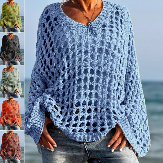 👚 60% RABATT! 🧶 Kvinnor Casual Solid Color Crochet Stickad Topp – Luftig Design, Bekväm Passform & Perfekt För Sommar & Vardag 🌸