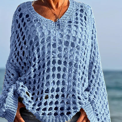 👚 60% RABATT! 🧶 Kvinnor Casual Solid Color Crochet Stickad Topp – Luftig Design, Bekväm Passform & Perfekt För Sommar & Vardag 🌸