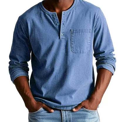 👔 60% RABATT! 🔥 Vintage Distressed Pocket Långärmad Skjorta för Herr – Unik Åldrad Look, Bekvämt Bomullstyg & Mångsidig Stil ✨