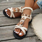 👡 50% RABATT NU! 🌸 Kvinnors runda tå platta andningsbara sandaler – Blommiga metalldetaljer & justerbar rem – Dämpad fotbädd – perfekt för sommarens långa promenader eller avslappnade dagar ✨🌿