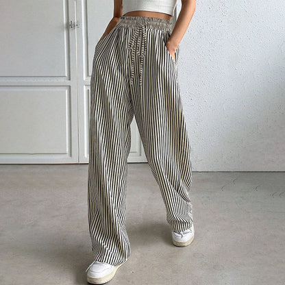 👖 50% RABATT! ✨ Dambyxor med Vertikala Ränder – Slimmande Effekt, Bekväm Passform & Perfekt För En Elegant Look 🌸
