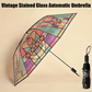 ☂️ 50% RABATT! 🎨 Vintage Automatiskt Paraply med Målat Glas – Öppnas Automatiskt, Vindtålig & Unikt Mönster 🌧️