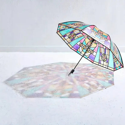 ☂️ 50% RABATT! 🎨 Vintage Automatiskt Paraply med Målat Glas – Öppnas Automatiskt, Vindtålig & Unikt Mönster 🌧️