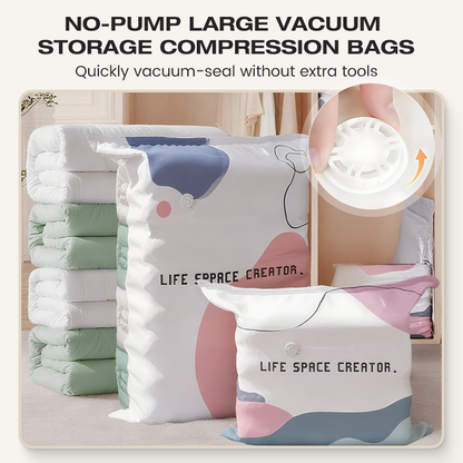 🛏️ KÖP 2, FÅ 1 GRATIS! ✨ Stora vakuumkompressionspåsar utan pump – Spara 80% plats – Idealisk för sängkläder, kläder eller kuddar – förvaringsessential för säsonger och resor 📦