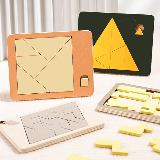 🧩 50% RABATT NU! ✨ Trä Tangram Pussel - 7 Färgglada Geometriska Former för Kreativt Lärande och Utveckling av Logiskt Tänkande 🔺🔷