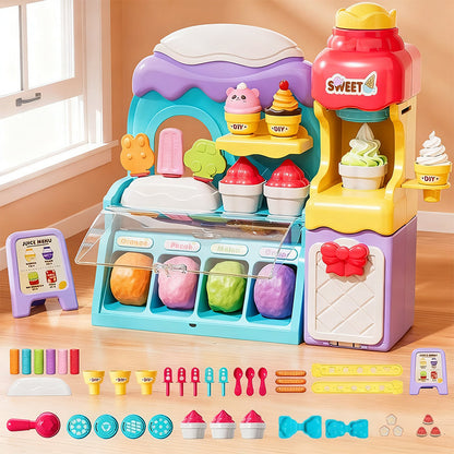 🎄 60% RABATT! 🍦 DIY GLAS-DEGSET - 6 Färger & 10 Verktyg, Giftfri Sensorisk Lek för Rollspel, Perfekt Present till Barn 3-8 År 🎁✨
