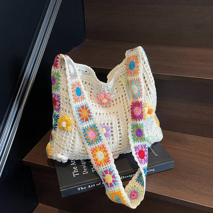 👜 50% RABATT! 🧶 Damväska med Etniskt Mönster – Virkad Axelväska, Unikt Design & Perfekt För En Bohemisk Stil I Sommar 🌸
