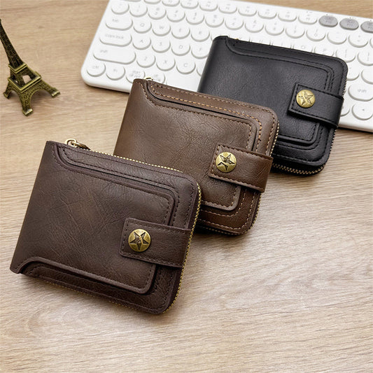 👝 60% RABATT NU! 🎁 Herrars Vintage Plånbok – Äkta Läder, RFID-Skydd & Många Fack för Kort och Sedlar ✨📦