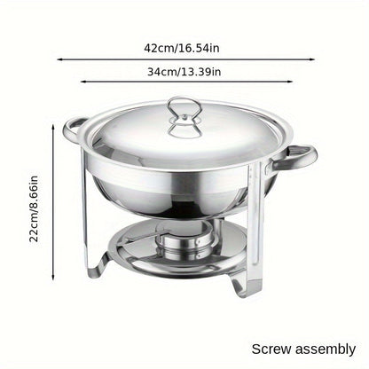 🧑‍🍳 69% REA NU! ✨️ Rostfritt Varmfack 5L - Med Bränsleställ & Gulddesign, Perfekt för Fester och Bufféer 🍲🔥