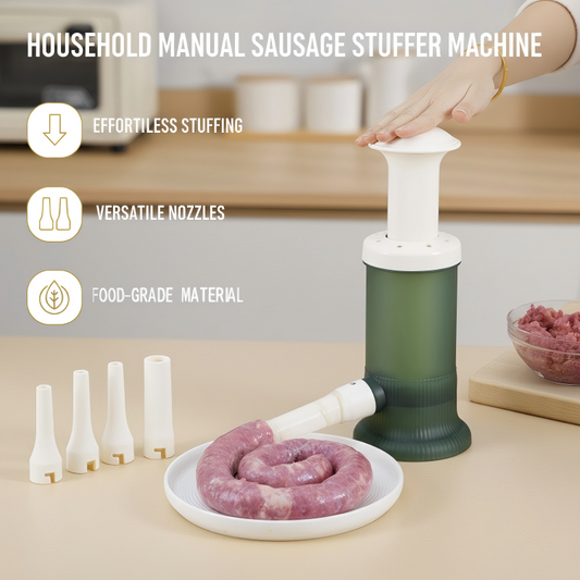 💥 50% RABATT + KÖP 2 FRI FRAKT! 🥩 Hushålls Manuell Korvstoppningsmaskin – Rostfritt Stål, Enkel att Använda & Lätt att Rengöra 🌭📦