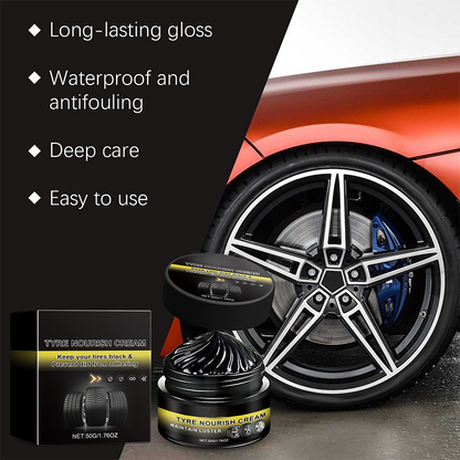 🚗 KÖP 2 FÅ 1 GRATIS! ✨ Däckvax – Återställer Svart Glans, Blockerar UV & Stöter Bort Smuts För En Snabb Och Enkel Application 🛞