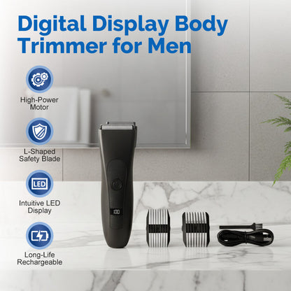 💈 50% RABATT NU! ✨ Digital Kroppstrimmer för Män – LCD-display, Vattentät & Olika Trimmhuvuden 📱⚡