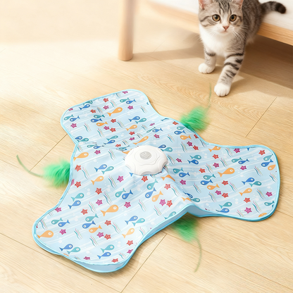 🐱 50% RABATT NU! 🎣 2-i-1 Göm-och-sök Kattleksak – Interaktivt Spröt, Mjuk Fjäderlock & Hållbar Fjädrande Bas 🧶🐟
