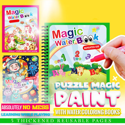🎨 50% RABATT NU! ✨ Magic Water Book™ – Återanvändbara Magiska Sidor, Pedagogiskt Lek & Avslöjar Osynliga Mönster 💦📚