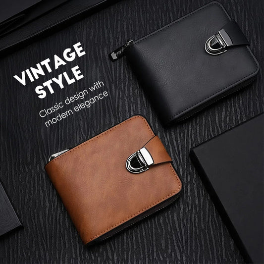 🧳 50% RABATT NU ! 🕰️ Herrens Vintage Kompakta Dragkedjepåse – Hållbart Material, Klassisk Design & Perfekt Reskompanjon ✈️