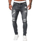 👖 60% RABATT! 🔥 Snygga Slitna Skinny Jeans för Män – Slim Tapered Passform, Andningsbar Bomull & Eleganta Rivna Detaljer för En Cool Look 💙