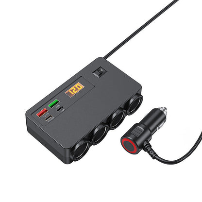 🔌 60% OFF NOW! 🚗 120W Cigarette Lighter Adapter – 4 USB Ports (PD 30W + QC 3.0), 3 Sockets & Real-Time Voltage Display for Car/Truck ⚡