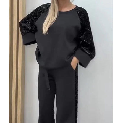 ✨ 60% RABATT! 👗 Damset med Paljettklädd Tröja & Byxor – Festligt, Matchande & Perfekt för Särskilda Tillfällen 💃