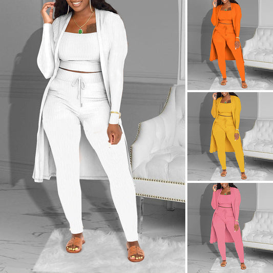 ✨ 60% RABATT! 🧶 Lässiges 3-teiliges Strickset – Cropped Top, Cardigan & Hose – Weich & Bequem, Modischer Layer-Look & Perfekte Passform 💞