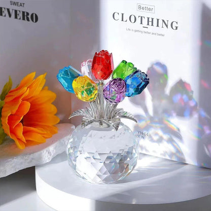 🌹 50% RABATT! 💎 Evig Kristallrosblomma Figurin i Vas – Hållbar Design, Lyxigt Glans & Perfekt Som En Tidlös Present För Alla Tillfällen 🎁